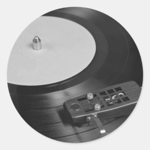 Sticker Rond Vinyl Record Lecture sur un Tourne-disque Aperçu