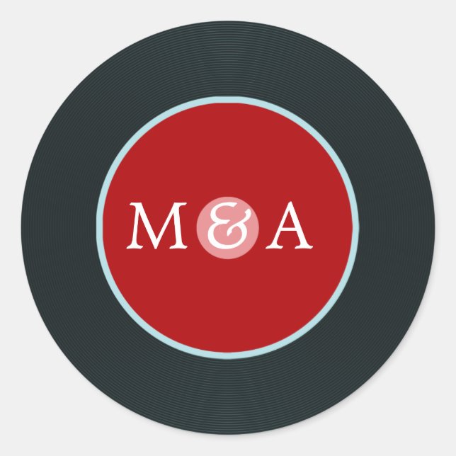 Sticker Rond Vinyl Record mariage personnalisé (Devant)