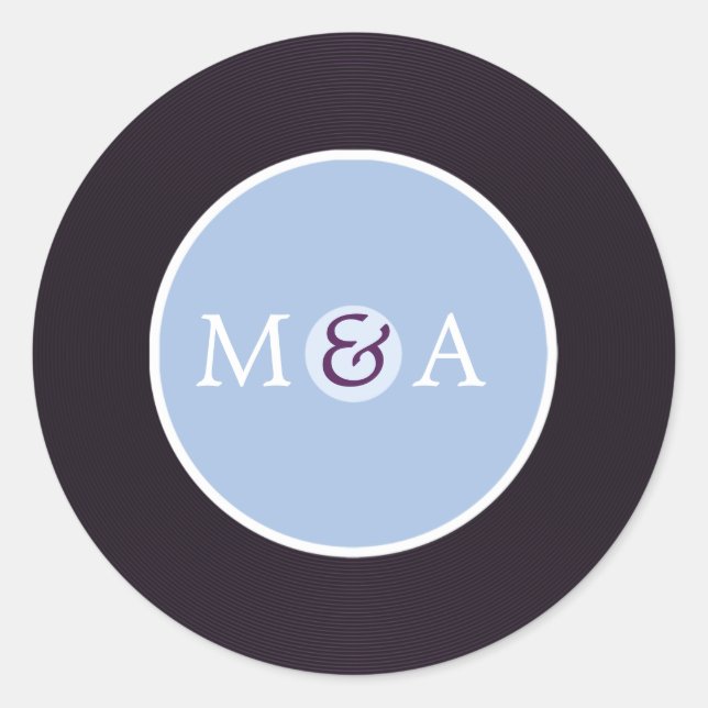Sticker Rond Vinyl Record mariage personnalisé (Devant)