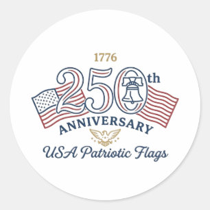 Sticker Rond Vinyle S Drapeaux Patriotiques USA Vintage & Cloch