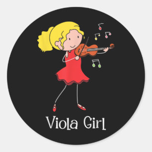 Sticker Rond Viola Girl - Violist Symphony Band Jazz Music Love