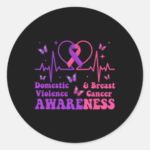 Sticker Rond Violence familiale &amp; Sensibilisation au cancer