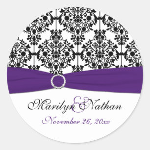 Sticker rond violet, blanc et noir de 1,5 po