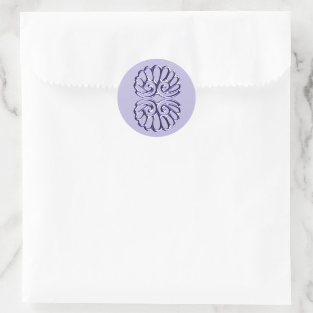 Sticker Rond Violet bleu Mariage damassé (Sac)