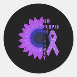 Sticker Rond Violet En Août Mois De Sensibilisation À L'Overdos