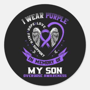 Sticker Rond Violet En Mémoire De Mon Fils Sensibilisation À L'