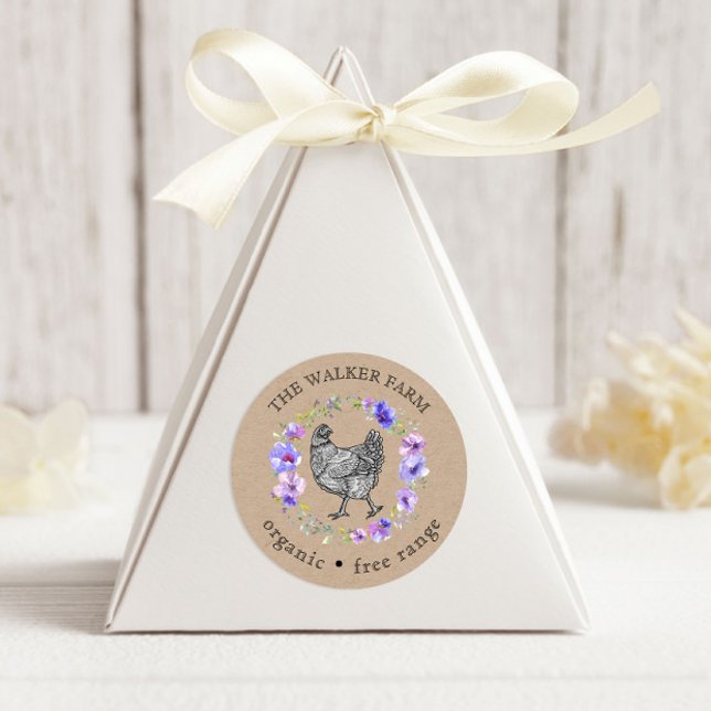 Sticker Rond Violet Garden Farm Oeufs frais (Créateur téléchargé)