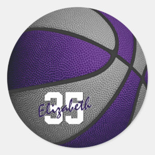Sticker Rond violet gris filles garçons de basket couleurs de l