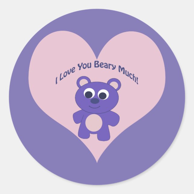 Sticker Rond Violet Je t'aime beaucoup, fais attention ! (Devant)
