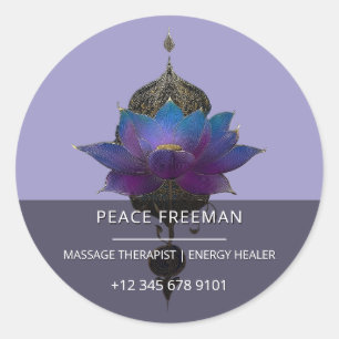 STICKER ROND VIOLET ORACLE EMBLÈME DU LOTUS MYSTIQUE