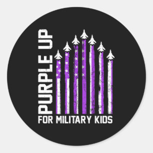 Sticker Rond Violet pour les tout-petits enfants militaires fem