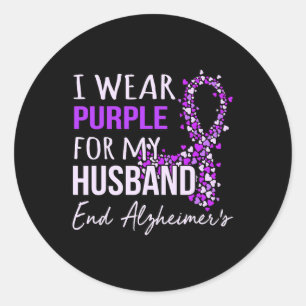 Sticker Rond Violet pour mari Alzheimer rib de sensibilisation