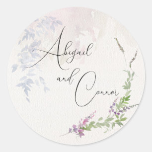 Sticker Rond Violet rose Fleur sauvage vif