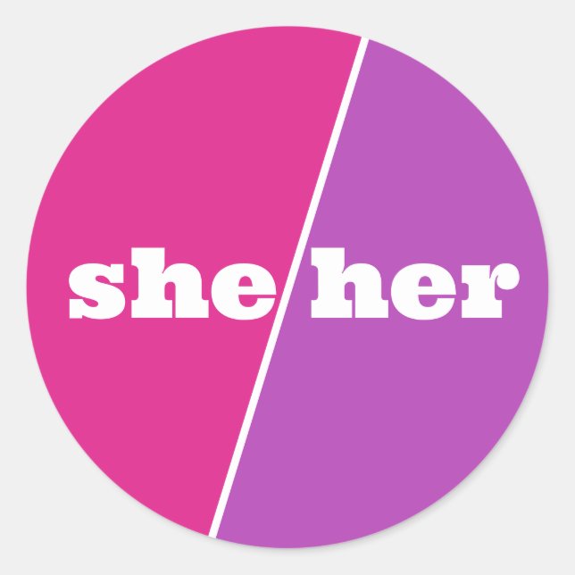 Sticker Rond Violet rose violet Pronoun (Devant)