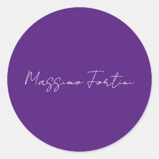 Sticker Rond Violet Royal Élégant Minimaliste Calligraphie