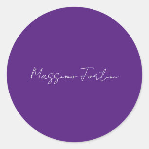 Sticker Rond Violet Royal Élégant Minimaliste Calligraphie