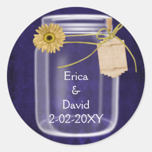 Sticker Rond violet royal, jarre de tournesol mariage phoques