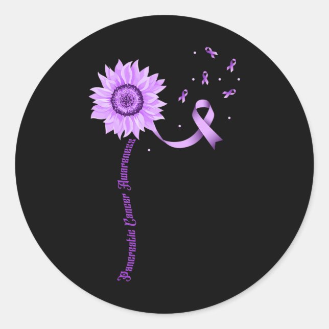 Sticker Rond Violet Ruban Pancréatique Cancer Sensibilisation (Devant)