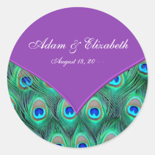 Sticker Rond Violet violet Mariage Peacock