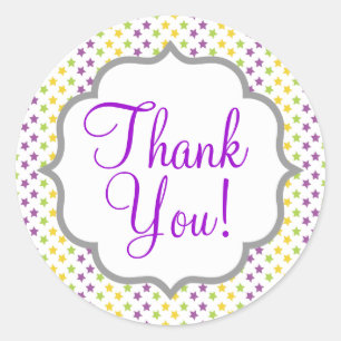 Sticker Rond Violet violet, vert et jaune étoiles, étoile