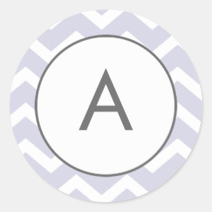 Sticker Rond Violet Zig Zag Chevron Motif Monogramme