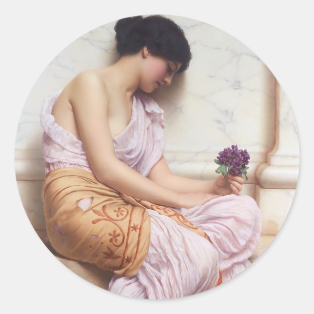 Sticker Rond Violets, Violets sucrés John William Godward (Devant)