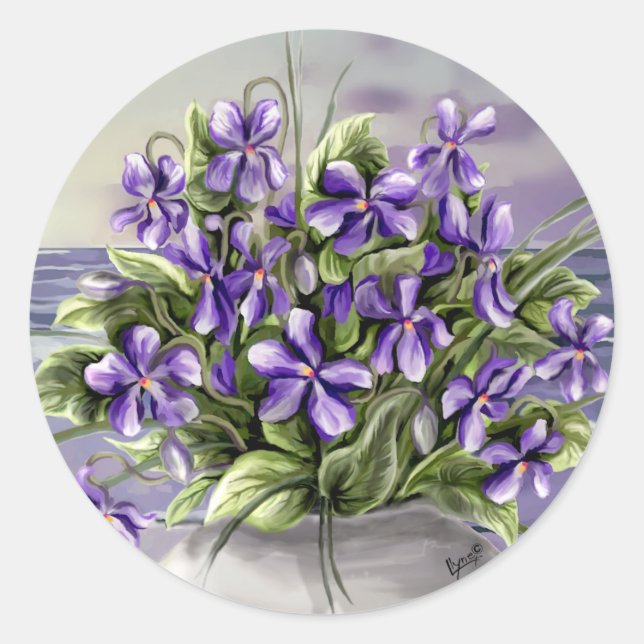 Sticker Rond violettes dans un bocal de lune (Devant)