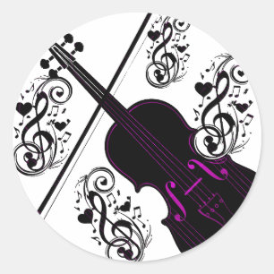 Sticker Rond Violon, amour cinglé_