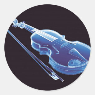 Sticker Rond Violon bleu néon