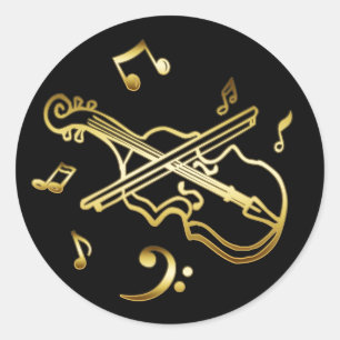 STICKER ROND VIOLON D'OR