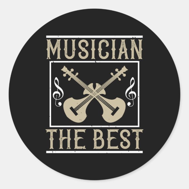 Sticker Rond Violon - Musicien Le Meilleur (Devant)