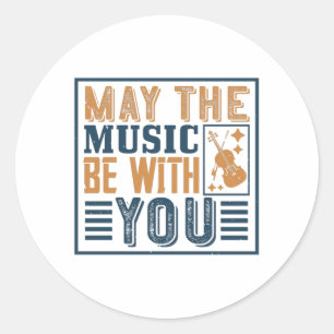 Sticker Rond Violon - Que La Musique Soit Avec Vous