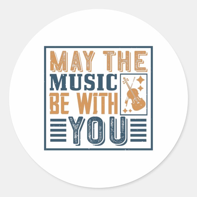 Sticker Rond Violon - Que La Musique Soit Avec Vous (Devant)