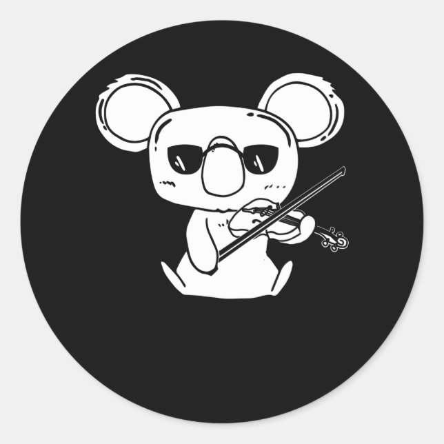 Sticker Rond Violon violoniste Koala avec violon (Devant)