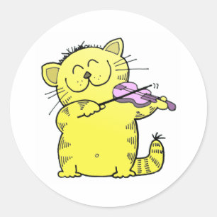 Sticker Rond Violoniste mignon de chaton
