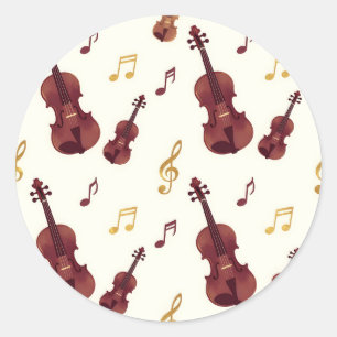 Sticker Rond Violons musicaux motif sans couture