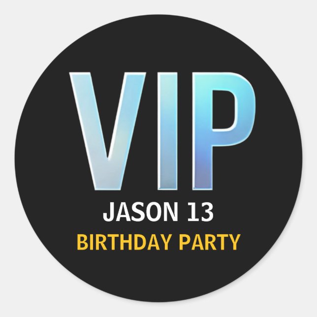 Sticker Rond VIP Birday Party, VIP Pass (Devant)