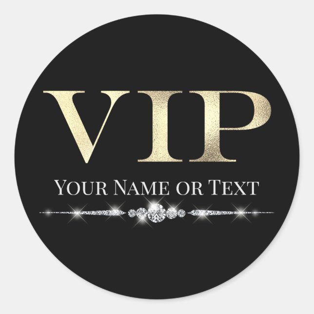 Sticker Rond VIP Or Glamour sur Fond Noir (Devant)