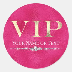 Sticker Rond VIP or glamour sur rose chaud