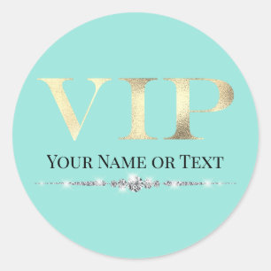Sticker Rond VIP or glamour sur Turquoise