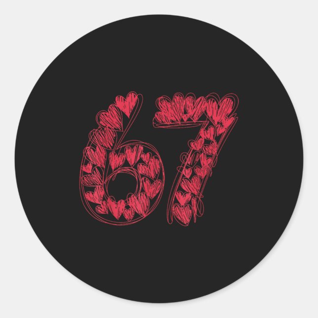 Sticker Rond Viral 67 Hand-drawn Hearts Valentine's Day Cute Te (Devant)