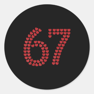 Sticker Rond Viral Six Seven Amour 67 Cœurs Saint-Valentin Clic