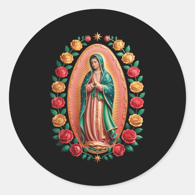 Sticker Rond Virgen De Guadalupe Saint Mary Christian Religious (Devant)