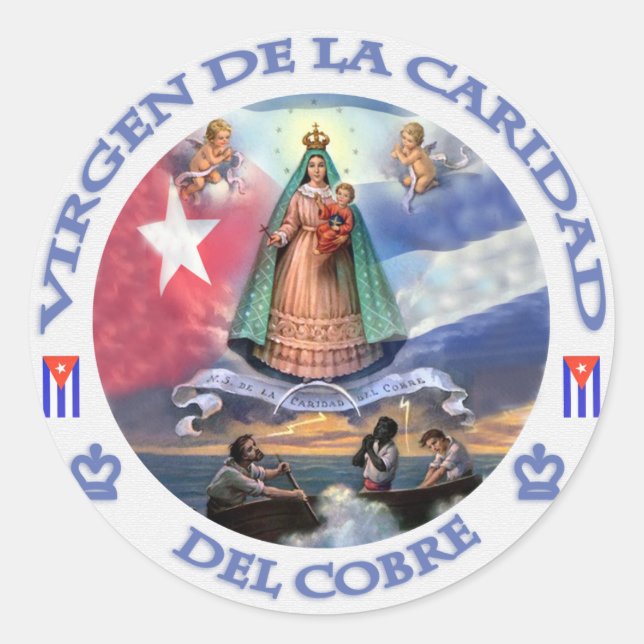 STICKER ROND VIRGEN DE LA CARIDAD DEL COBRE CUBAN PATRIOT SAINT (Devant)