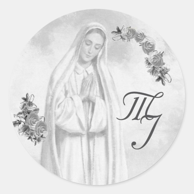 Sticker Rond Virgin Mary Silver Mariage (Devant)