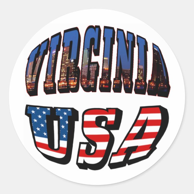 Sticker Rond Virginia Picture et USA Text (Devant)