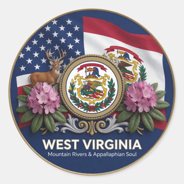 Sticker Rond 🏔️ Virginie-Occidentale Mountain State (Devant)