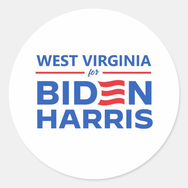 Sticker Rond Virginie-Occidentale pour Biden Harris (Devant)