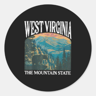 Sticker Rond Virginie-Occidentale Retro Bear Mountain Graphic
