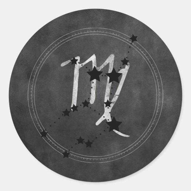 Sticker Rond Virgo black stars silver zodiac constellation  (Devant)